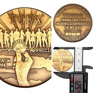 Vintage Bronze Coin RARE Brass Token TOFA Tracking Online Gold Tone Radiant Sun